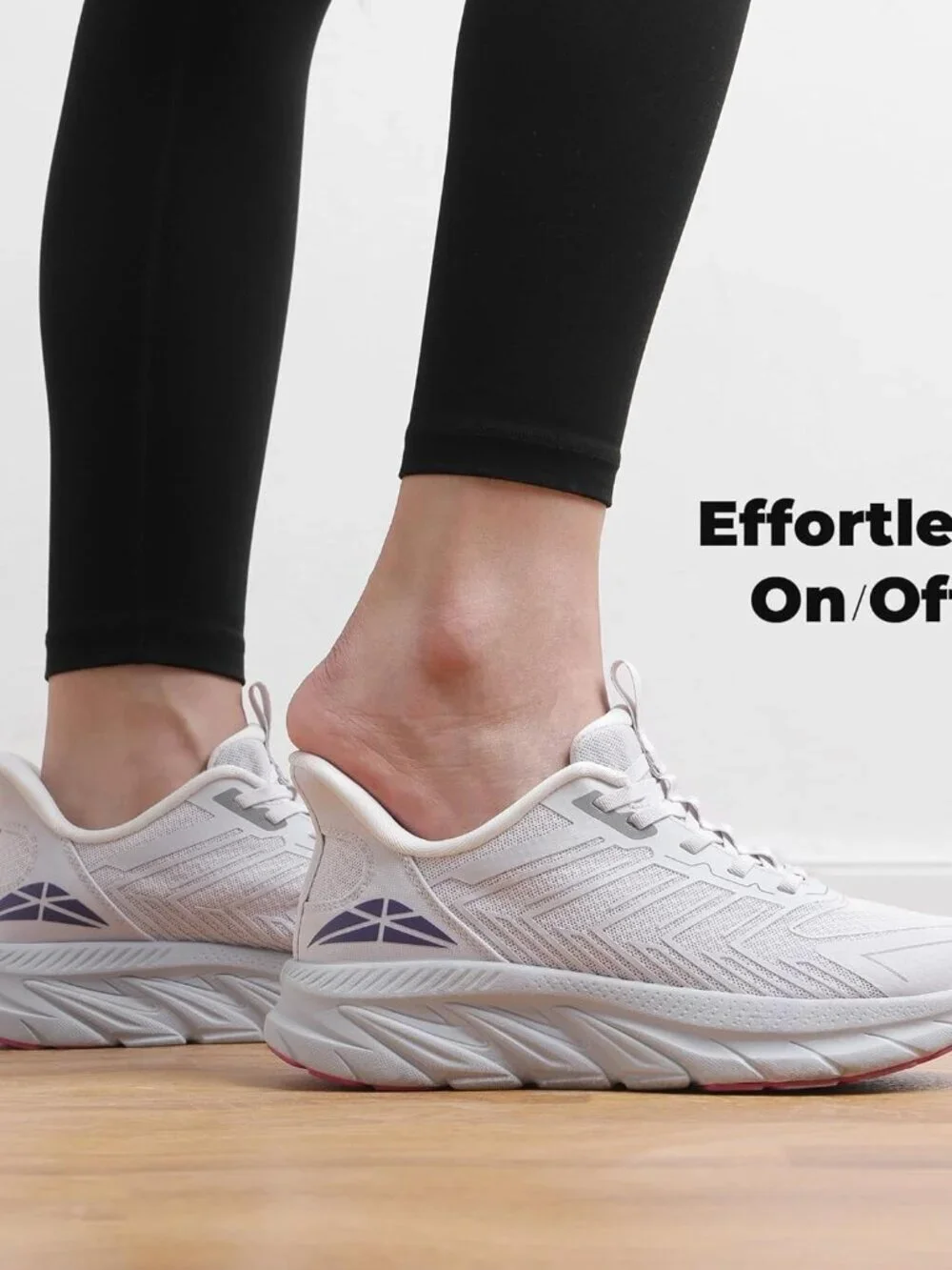Women's Grey Purple Slip On Walking Shoes Running Comfortable Breathable Sneaker